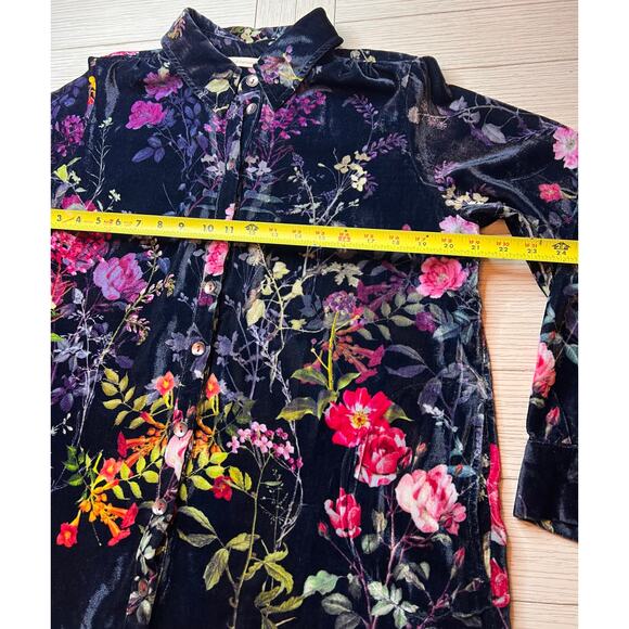 Soft Surroundings Jardim floral velvet button down long sleeve blouse tunic.‎ PL - Picture 4 of 9